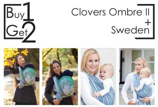 Buy1Get2 Clovers Ombre II RING L + Sweden 5.2 baby wrap, baby wraps, babywearing, wrap, wraps, for children, for child, sling, slings, baby sling, baby slings