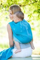 Butterflies Tree Aqua, WRAP, [70% cotton, 30% linen] baby wrap, baby wraps, babywearing, wrap, wraps, for children, for child, sling, slings, baby sling, baby slings