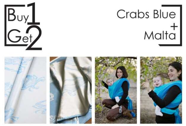 Buy1Get2 Crabs Blue 5.2 + Malta RING M sp.off. baby wrap, baby wraps, babywearing, wrap, wraps, for children, for child, sling, slings, baby sling, baby slings