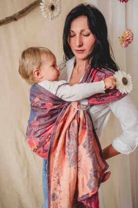 Peony Coral Dream, Ring SLing [77% cotton, 14% linen, 5% ramie, 4% silk]