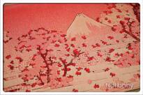 Mount Fuji Seen Through Cherry Blossom Crema, WRAP, [75% cotton, 25% linen] baby wrap, baby wraps, babywearing, wrap, wraps, for children, for child, sling, slings, baby sling, baby slings