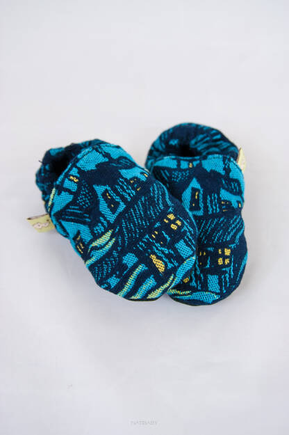 Slippers Starry Night Houses, [100% cotton]