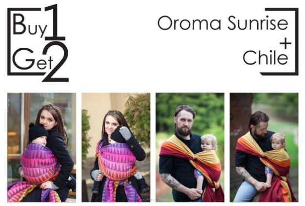 Buy1Get2 Oroma Sunrise 3.6 + Chile RING S baby wrap, baby wraps, babywearing, wrap, wraps, for children, for child, sling, slings, baby sling, baby slings