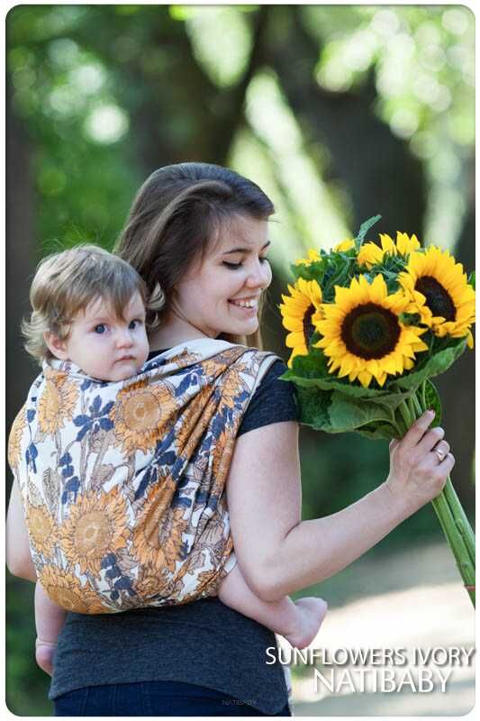 Sunflowers Ivory, WRAP, [50% cotton, 50% bamb.visc.]