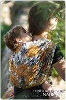 Sunflowers Ivory, WRAP, [50% cotton, 50% bamb.visc.] baby wrap, baby wraps, babywearing, wrap, wraps, for children, for child, sling, slings, baby sling, baby slings
