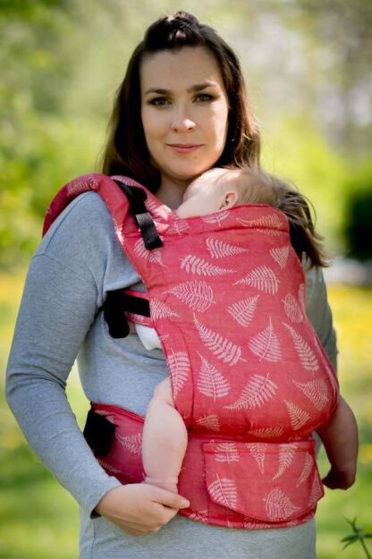 BABY Ferns Red, NATIGO CARRIER, [50% cotton, 50% linen]