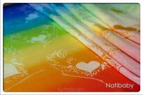 Wings Of Love Rainbow White, WRAP, [70% cotton, 30% linen] baby wrap, baby wraps, babywearing, wrap, wraps, for children, for child, sling, slings, baby sling, baby slings