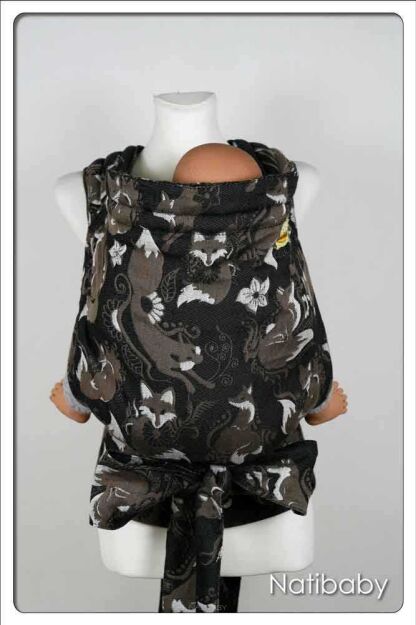 Foxes Nero, MEI TAI CARRIER, [100% cotton] baby carrier, baby carriers, ergonomic baby carrier, ergonomic baby carriers, ssc carrier, ssc carriers, ssc baby carrier, ssc baby carriers