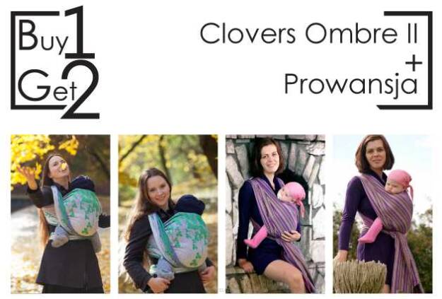 Buy1Get2 Clovers Ombre II 4.2 + Prowansja 4.6 baby wrap, baby wraps, babywearing, wrap, wraps, for children, for child, sling, slings, baby sling, baby slings