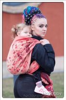 Mount Fuji Seen Through Cherry Blossom Crema, RING SLING, gath.shoul., [75% cotton, 25% linen] baby wrap, baby wraps, babywearing, wrap, wraps, for children, for child, sling, slings, baby sling, baby slings