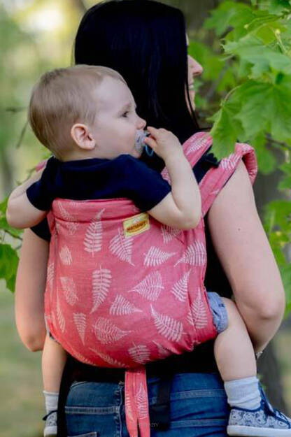 BABY Ferns Red, ONBUHIMO CARRIER, [50% linnen, 50% cotton]