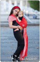 Dandelions Rosso, RING SLING, [68% cotton, 19% ramie, 13% silk] baby wrap, baby wraps, babywearing, wrap, wraps, for children, for child, sling, slings, baby sling, baby slings