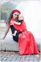 Dandelions Rosso, RING SLING, [68% cotton, 19% ramie, 13% silk] baby wrap, baby wraps, babywearing, wrap, wraps, for children, for child, sling, slings, baby sling, baby slings