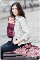 Crane Maroon, RING SLING, [70% cotton, 30% merino] baby wrap, baby wraps, babywearing, wrap, wraps, for children, for child, sling, slings, baby sling, baby slings