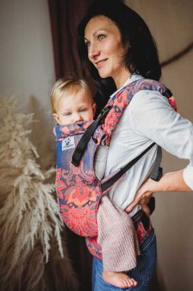 Peony Coral Dream, AiO NatiGo multifunctional carrier [77% cotton, 14% linen, 5% ramie, 4% silk]